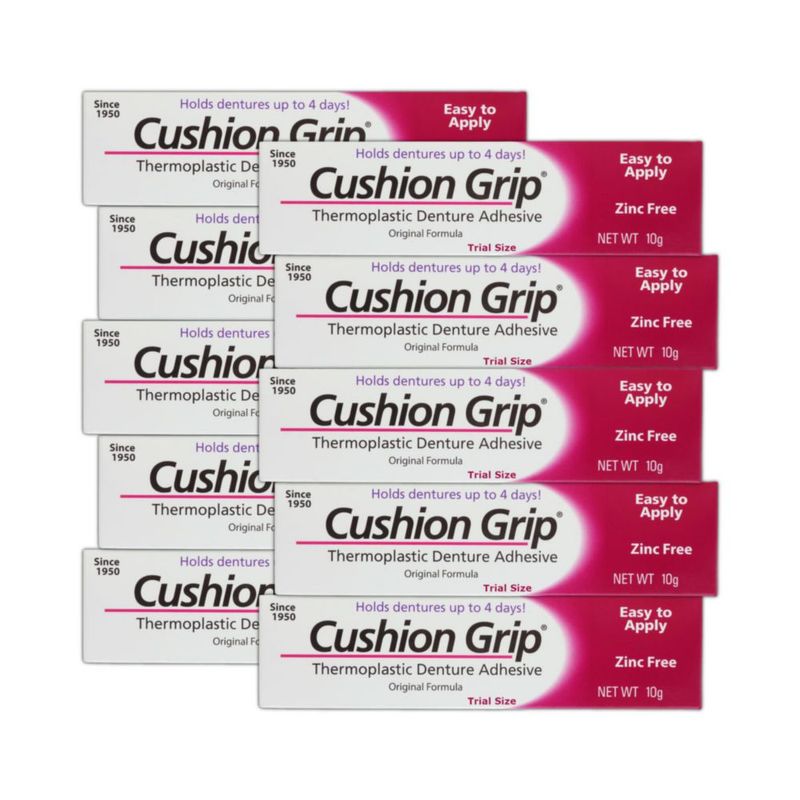 Adhesivo para Dentaduras Postizas Cushion Grip 10 g (Pack de 10) Impermeable