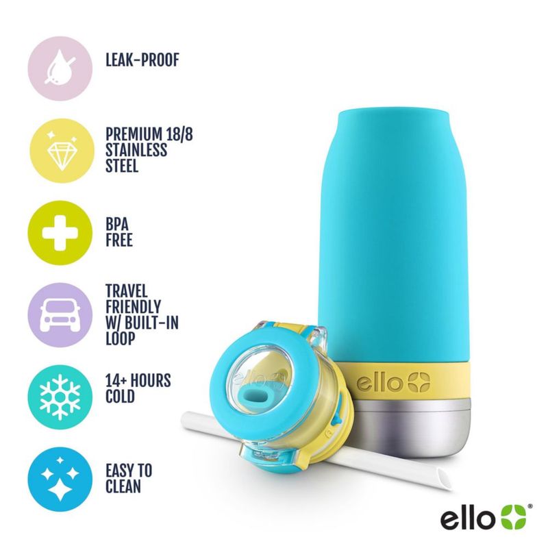 Botella de agua Ello Emma de acero inoxidable con aislamiento al vacío de 420 mL