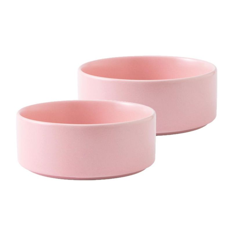 Cuenco para mascotas Welloyed 13 cm 2 unidades 480 ml rosa cerámico