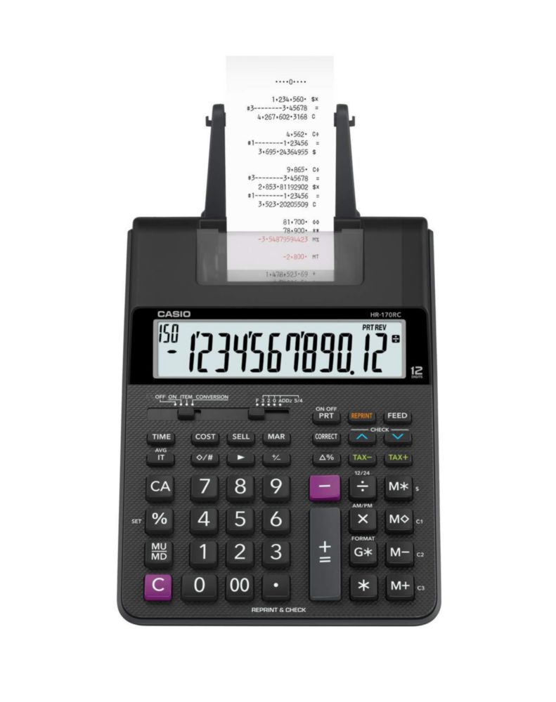 Calculadora de impresión de escritorio Casio HR-170RC Plus con función de verificación y corrección