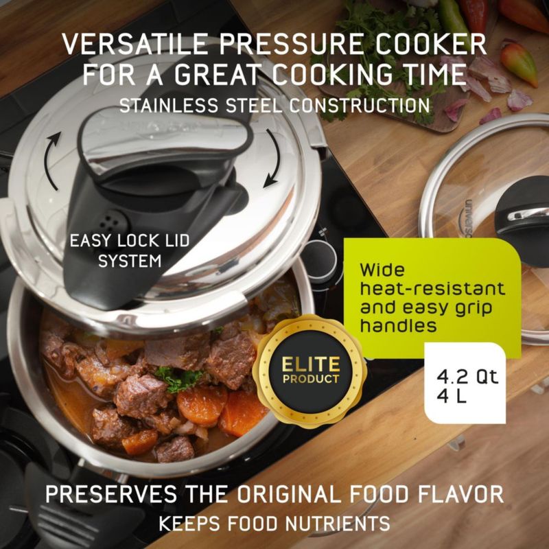 Olla a presión universal de 4 L de acero inoxidable + tapa