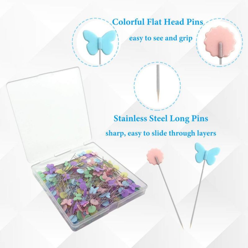 Alfileres de costura Hovesty 200 piezas 55 cm Cabeza de flor/mariposa