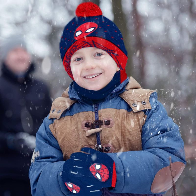 Set de gorro guantes y bufanda de invierno para niños Marvel Spider-Man