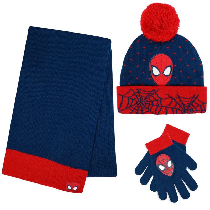 Set de gorro guantes y bufanda de invierno para niños Marvel Spider-Man