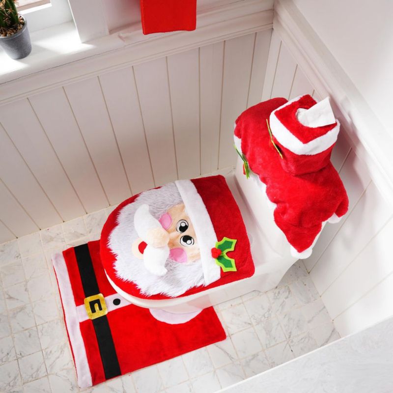 Juego de Baño JOYIN Navidad de 5 piezas con tema de Papá Noel