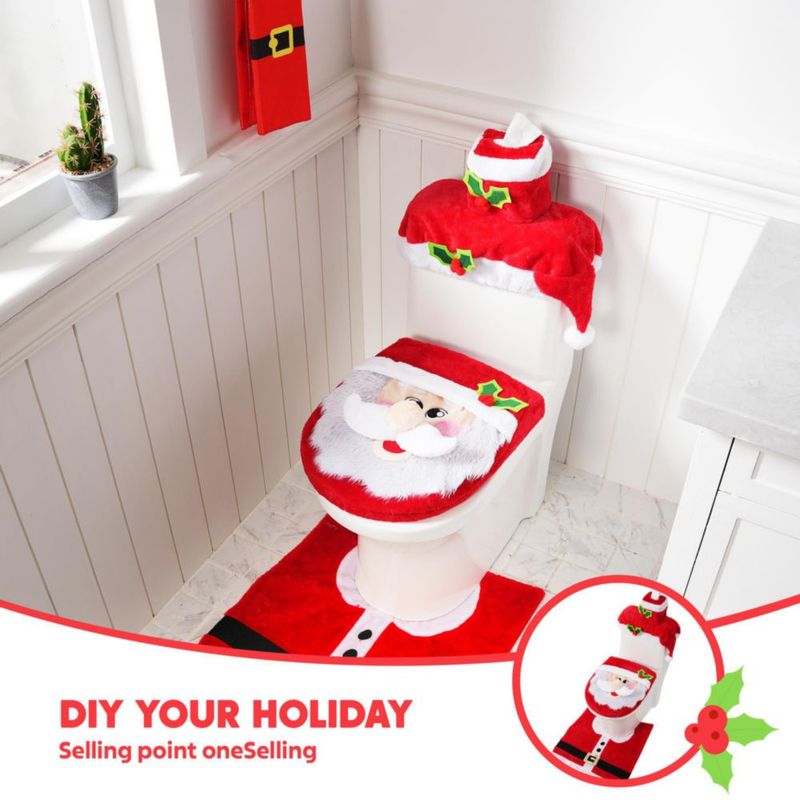 Juego de Baño JOYIN Navidad de 5 piezas con tema de Papá Noel