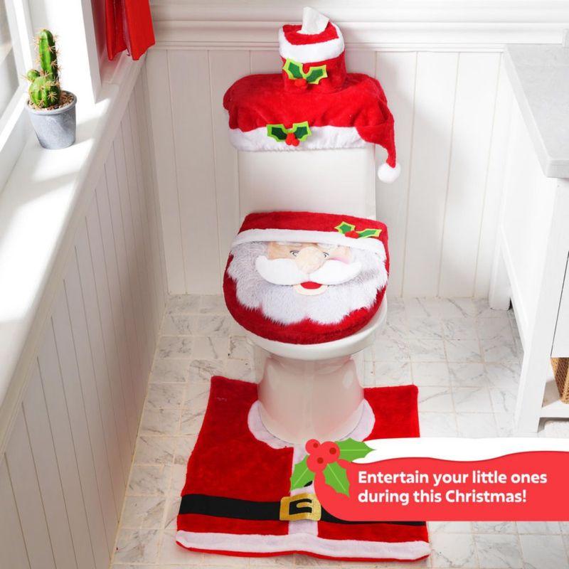 Juego de Baño JOYIN Navidad de 5 piezas con tema de Papá Noel