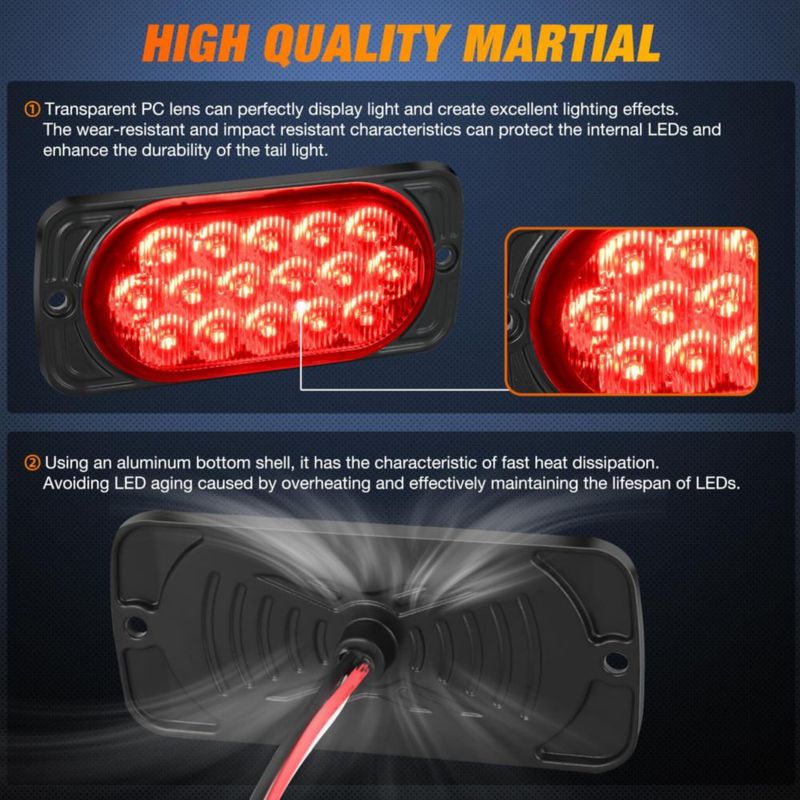 Luz trasera Nilight 11 cm 16 LED roja - paquete de 2