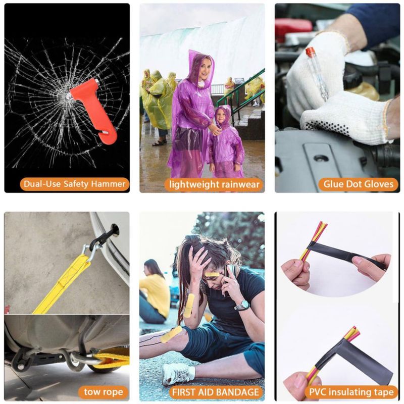 Kit de Emergencia para Auto LIANXIN: Cables de Arranque y Martillo de Seguridad