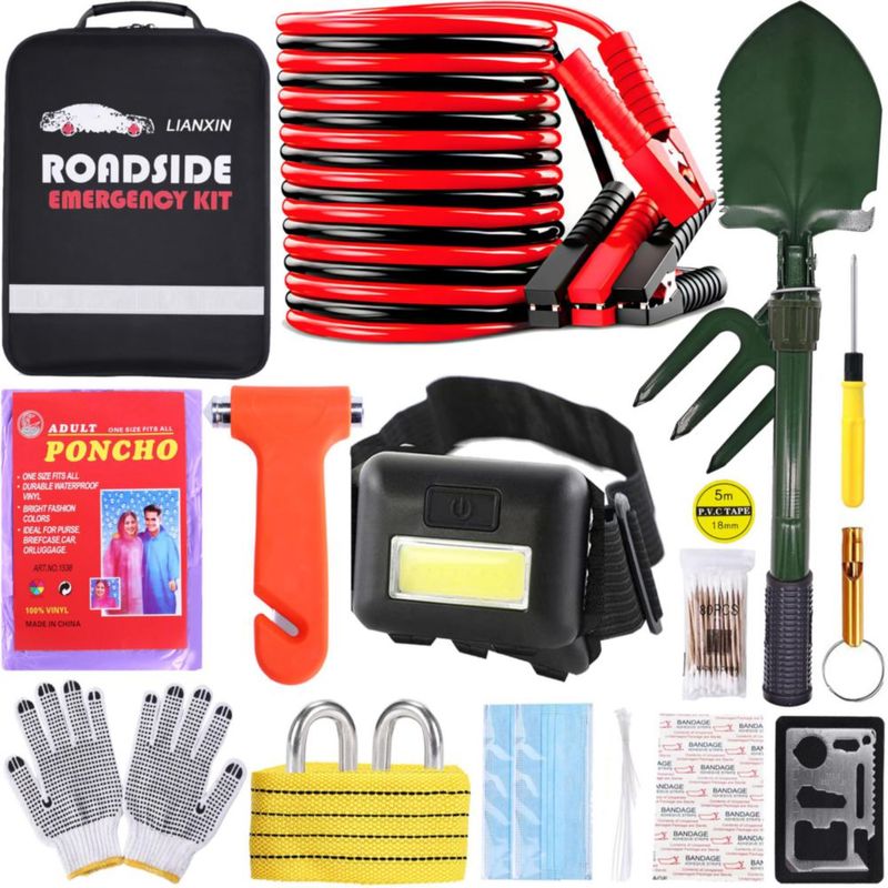 Kit de Emergencia para Auto LIANXIN: Cables de Arranque y Martillo de Seguridad