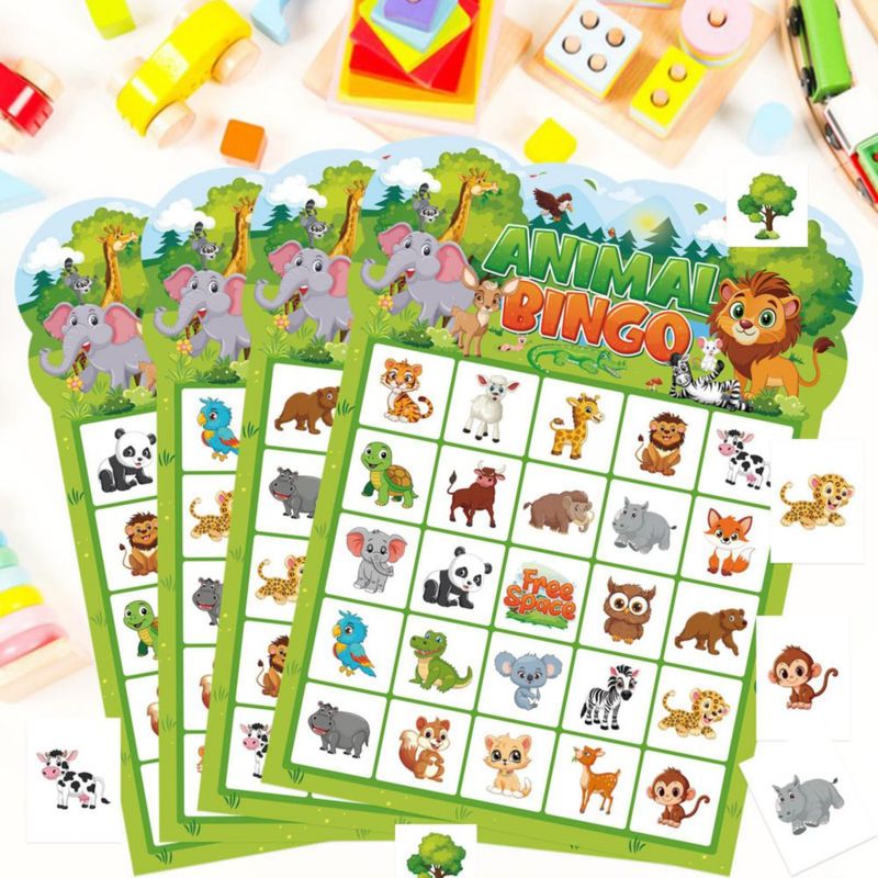 Juego de Bingo Leezead de Animales para 24 Jugadores – Safari en la Selva