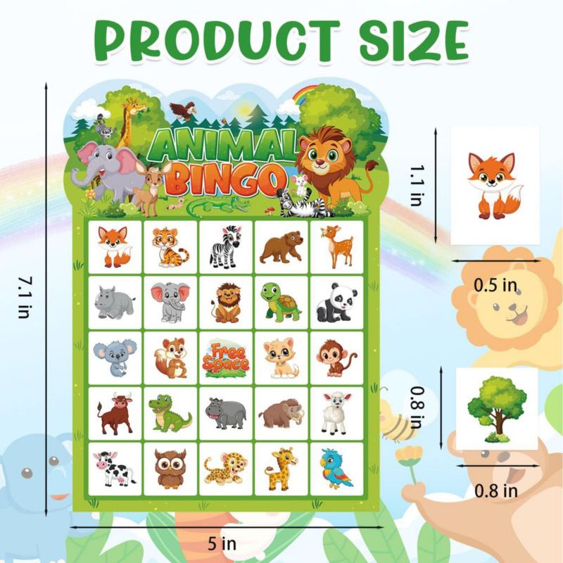 Juego de Bingo Leezead de Animales para 24 Jugadores – Safari en la Selva