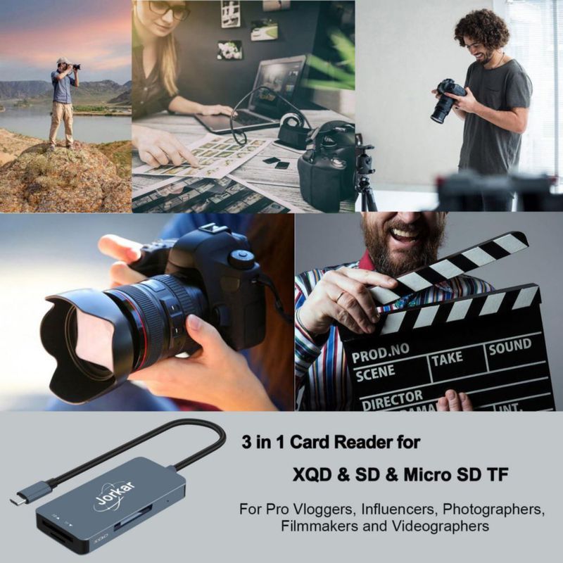 Lector de tarjetas XQD Jorkar XQD a USB-C para cámaras Sony Nikon