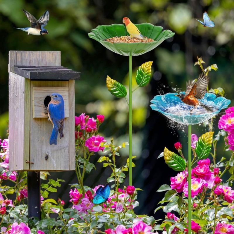 Bañera para Pájaros Retyion Pack de 4 Forma de Flor 27 cm