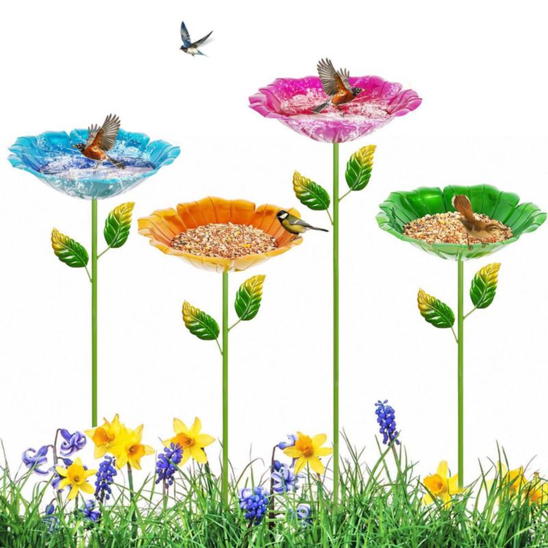 Bañera para Pájaros Retyion Pack de 4 Forma de Flor 27 cm