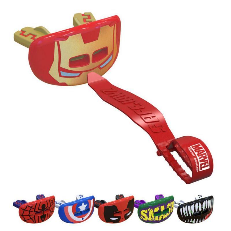 Marvel Iron Man Protector Bucal de Fútbol Americano con Correa – Rojo