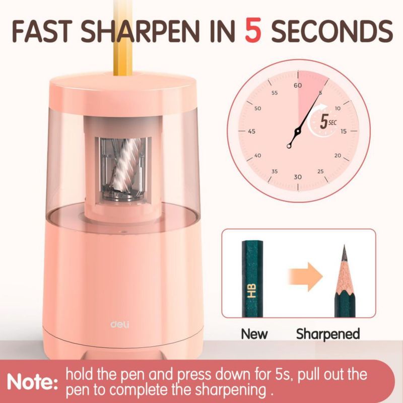 Sacapuntas eléctrico USB rosa Deli