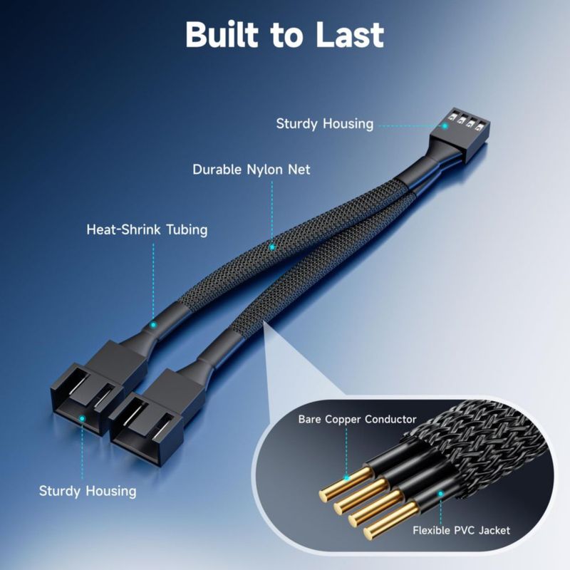 Cable divisor de ventilador PWM de 4 pines 10 cm 2 vías – Cable Matters