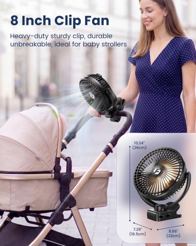 Ventilador Eléctrico FRIZCOL 8" Portátil con Clip y Batería de 20000mAh