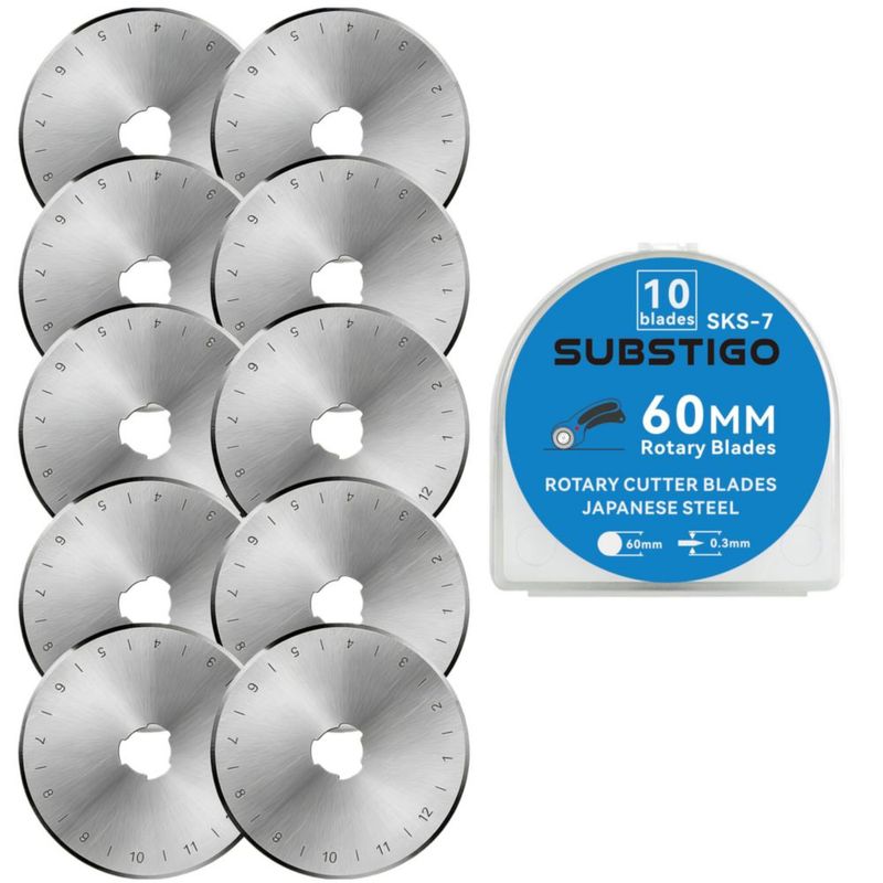 Cuchillas para Cortadora Rotativa SUBSTIGO Acero SKS-7 60 mm Paquete de 10