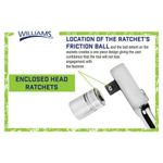 Llave de Carraca Williams JHWS-52EHA de 1/2" con Cabeza Cerrada Cromo 26 cm