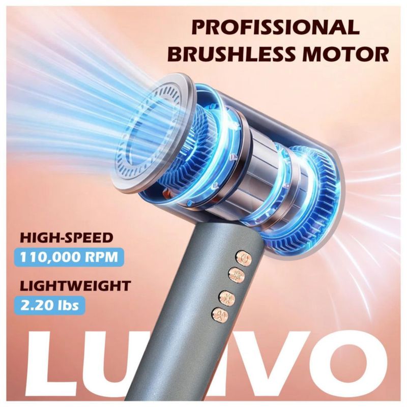 Secador de Pelo LUNVO Motor Sin Escobillas Ligero Iónico