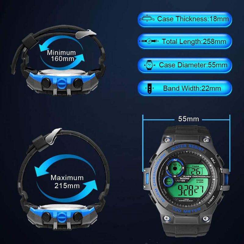 Reloj TEKMAGIC 55 mm Cronógrafo Resistente al Agua 100 m con Alarma