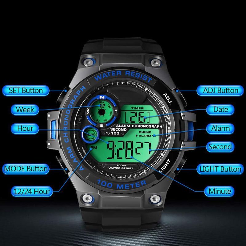 Reloj TEKMAGIC 55 mm Cronógrafo Resistente al Agua 100 m con Alarma
