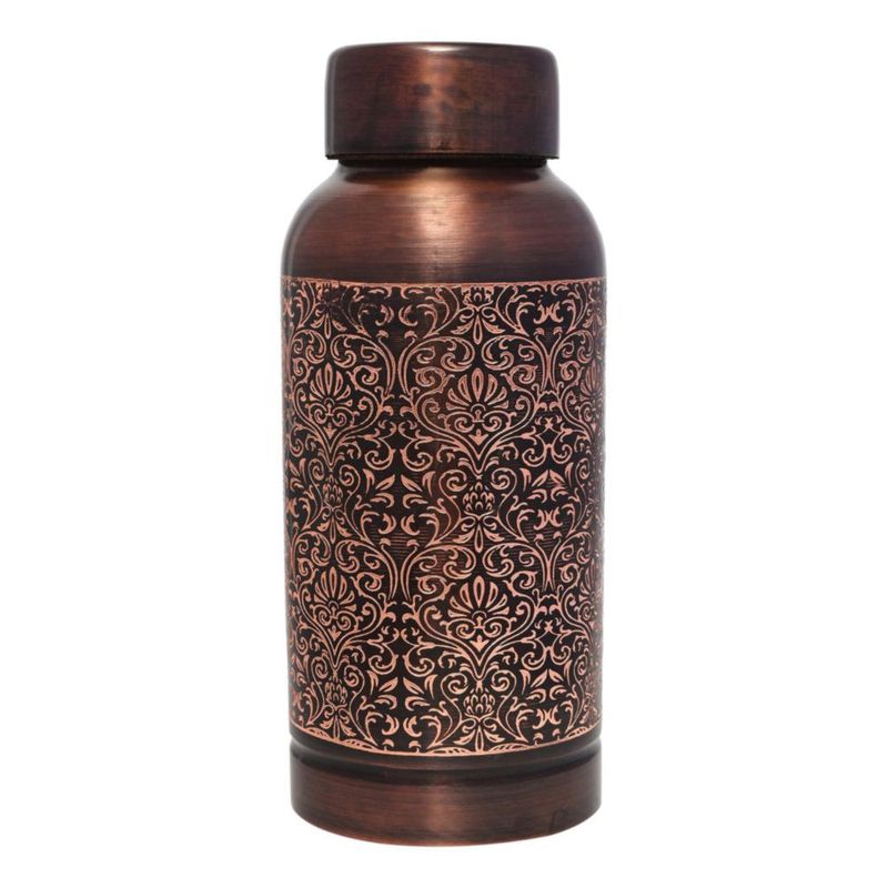 Botella de Agua HealthGoodsIn de Cobre Puro con Diseño Floral 600 ml