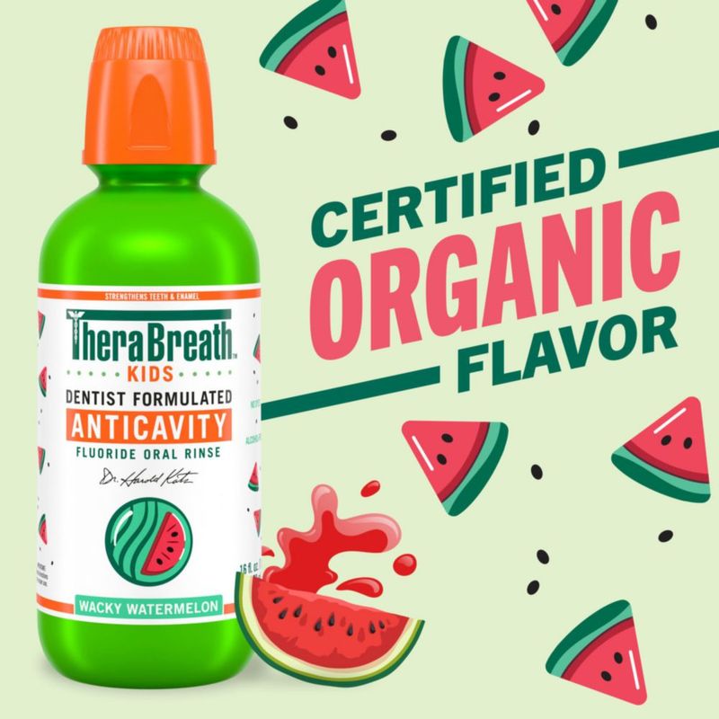 Enjuague Bucal Infantil TheraBreath Sandía Divertida Orgánica 473 ml Paquete de 2