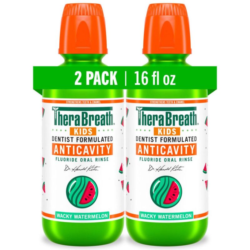Enjuague Bucal Infantil TheraBreath Sandía Divertida Orgánica 473 ml Paquete de 2