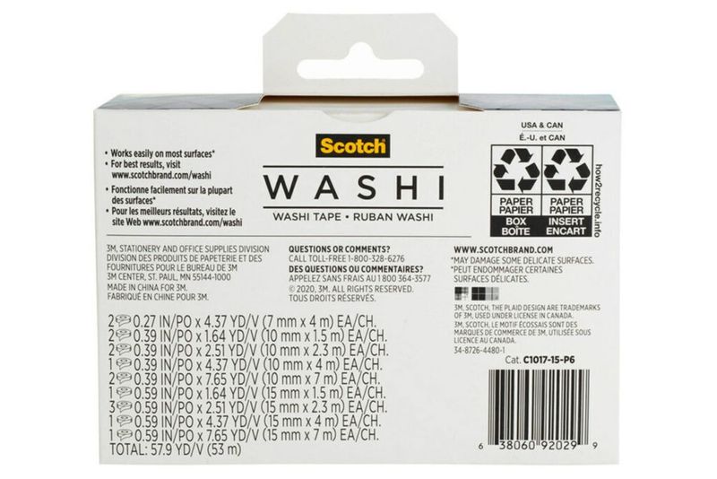 Washi Tape Scotch diseño caprichoso para llevar un diario 15 rollos