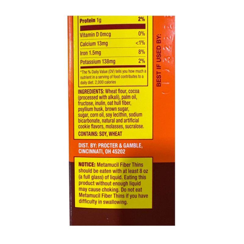 Fiber Thins Metamucil Sabor Canela 12x2 Paquetes 264 g