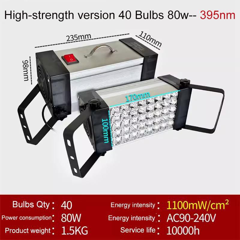 Lámpara eléctrica UV Tymikmaty para curado de resina 80W 395nm