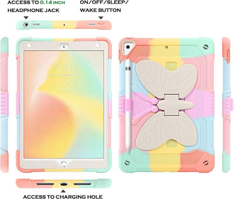 Funda DreamerX a prueba de golpes para iPad 9.7" – Niños – Diseño mariposa