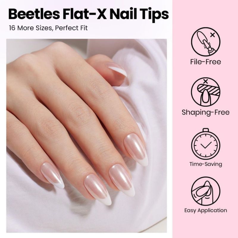 Kit de gel para uñas beetles Flat‑X Almond 320 piezas de puntas
