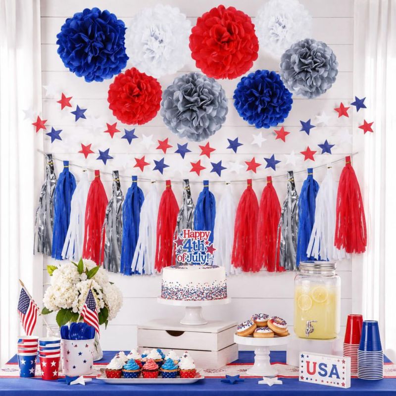 Kit de decoración patriótica Lansian 30 piezas rojo blanco y azul