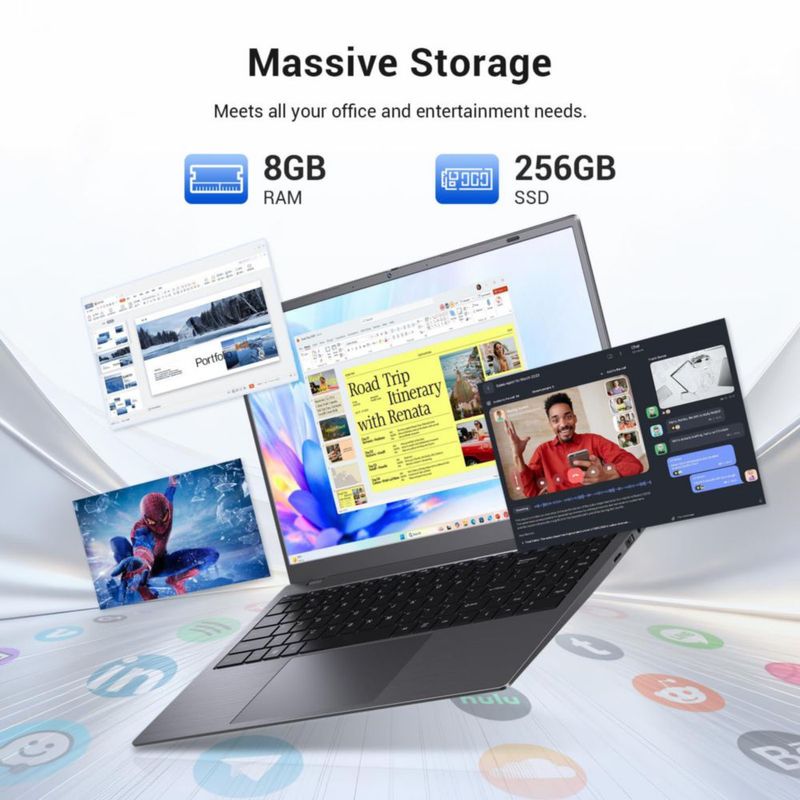 Portátil MAXVELTH 156" Full HD 8 GB RAM 256 GB SSD