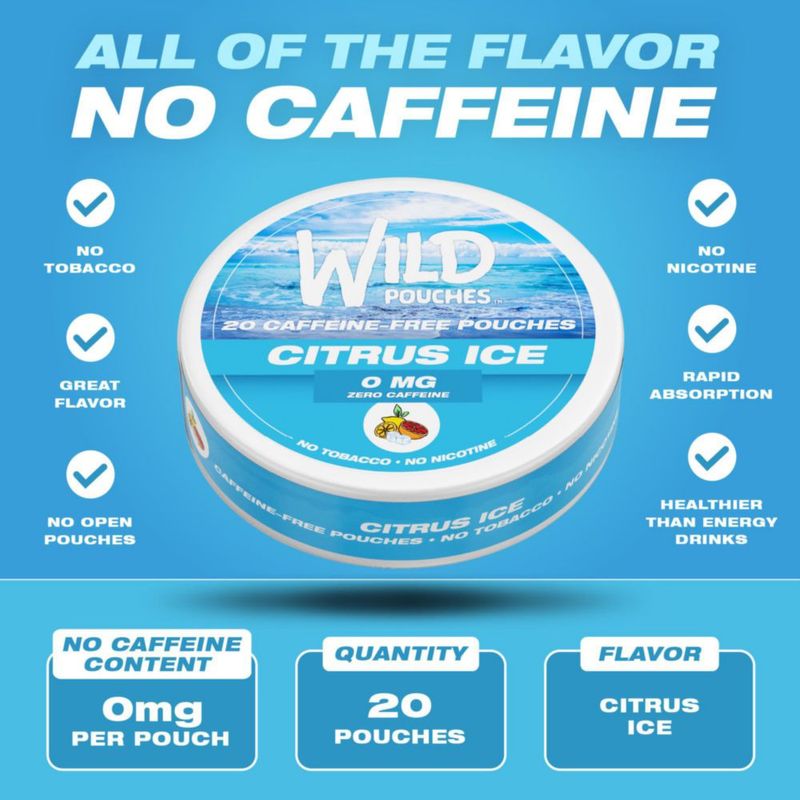 Wild Pouches Citrus Ice 0 mg – Pack de 5 sin cafeína