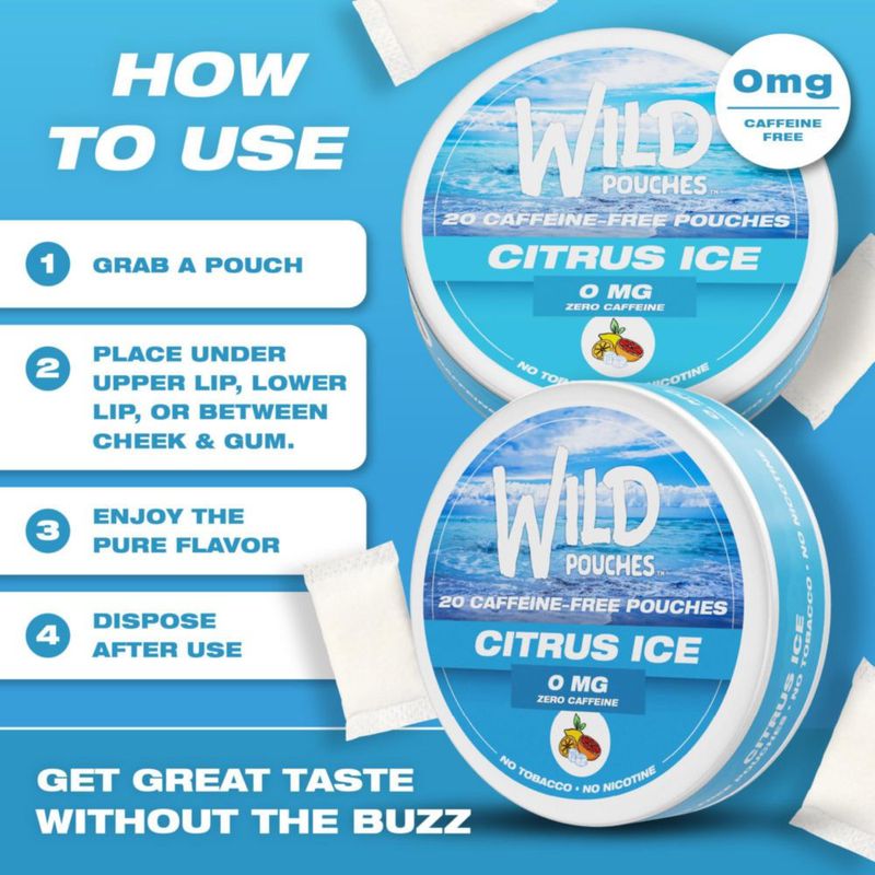 Wild Pouches Citrus Ice 0 mg – Pack de 5 sin cafeína