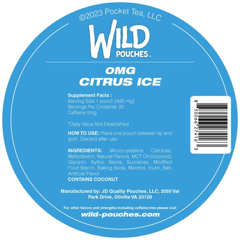 Wild Pouches Citrus Ice 0 mg – Pack de 5 sin cafeína