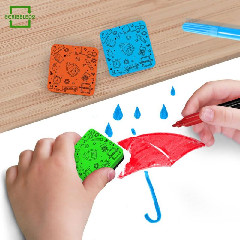 Juego de 6 borradores magnéticos Scribbledo de colores variados