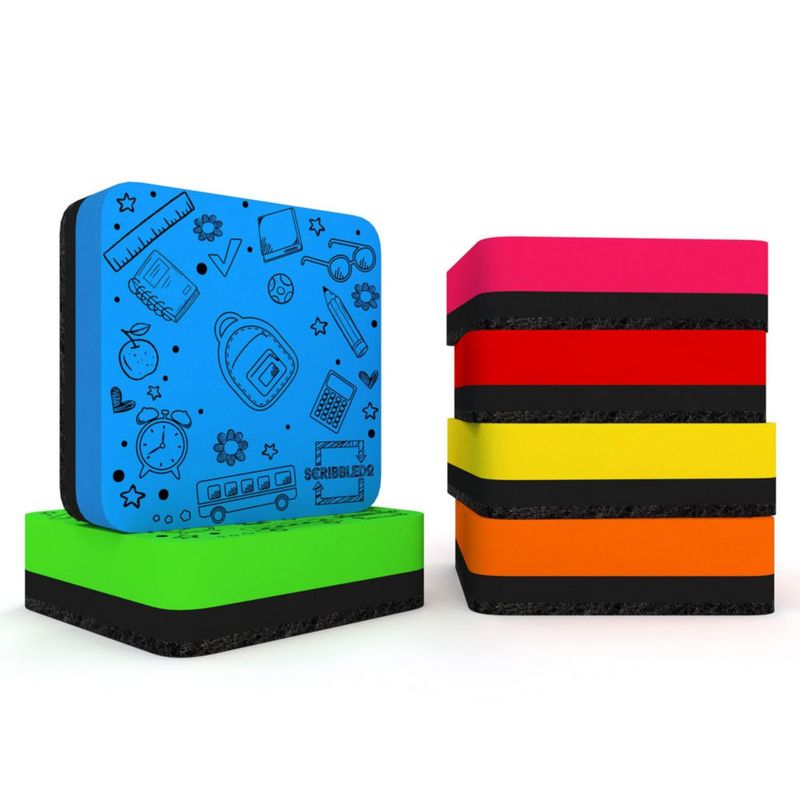Juego de 6 borradores magnéticos Scribbledo de colores variados