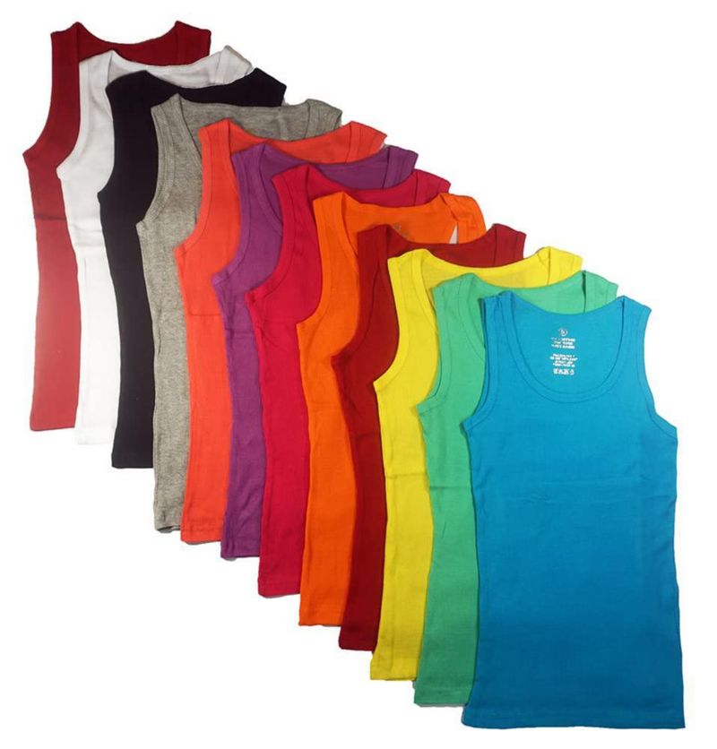 Camiseta sin mangas Studio 3 XL – Pack de 12 unidades de algodón en colores surtidos