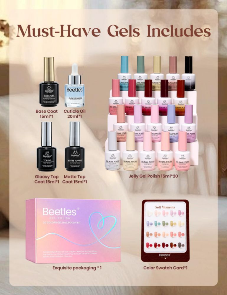 Kit de Gel de Uñas Beetles 20 colores Jelly