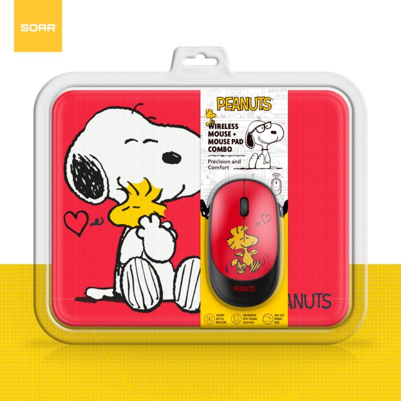 Ratón inalámbrico SOAR Peanuts combo rojo 1200 DPI