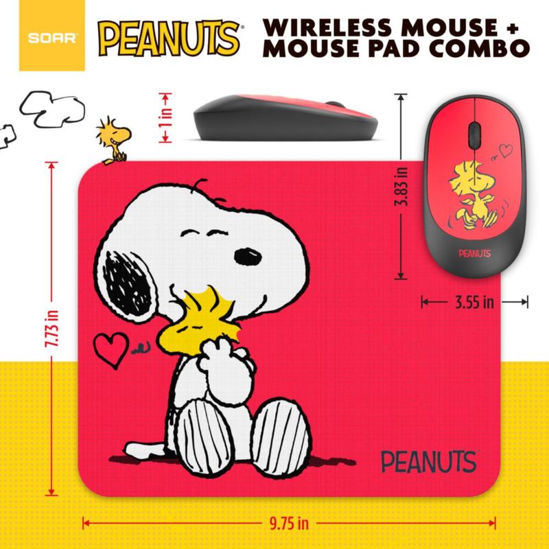 Ratón inalámbrico SOAR Peanuts combo rojo 1200 DPI