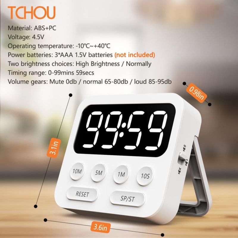 Temporizador TCHOU Digital con Cronómetro y Cuenta Regresiva