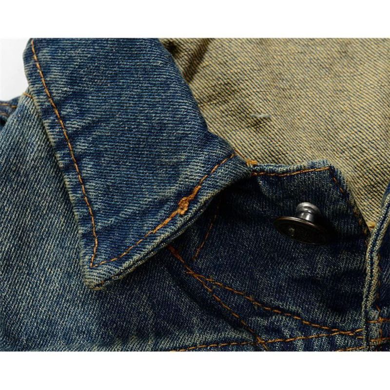 Chaleco de denim NASKY talla S azul oscuro con roturas y sin mangas
