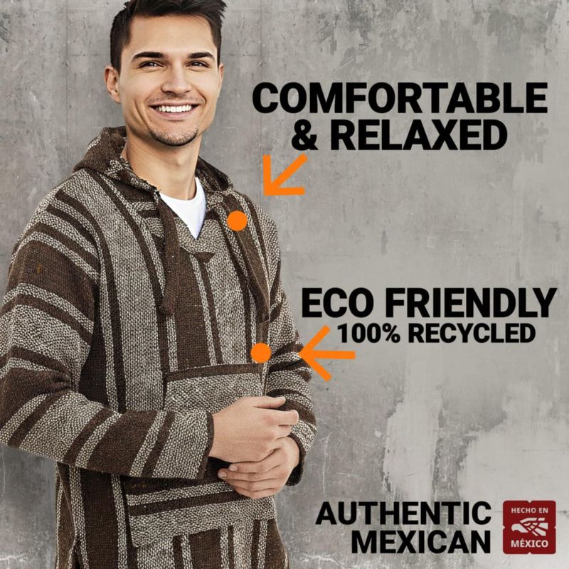 Sudadera Artisans Bazaar Marrón Baja con Capucha y Poncho